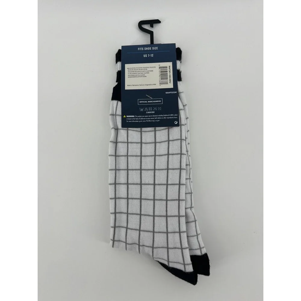NASA Space Series Crew Socks Adult 7-12 White Gray Logo Grid NWT Official